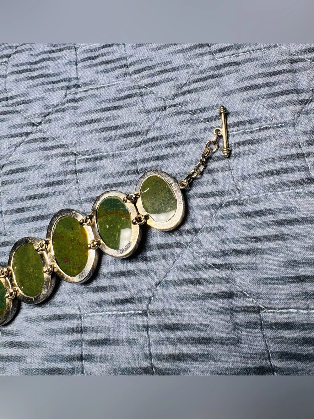 Vtg Silver and Green Bracelet